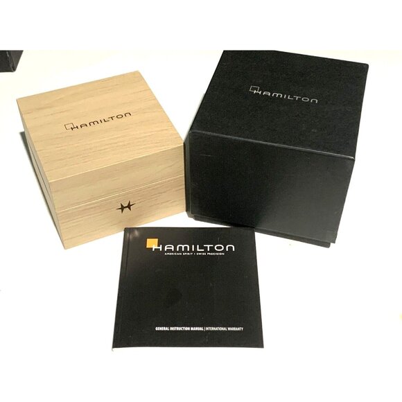 Hamilton Watch Presentation Brown Cardboard Box Display Empty With Booklet - Picture 1 of 10